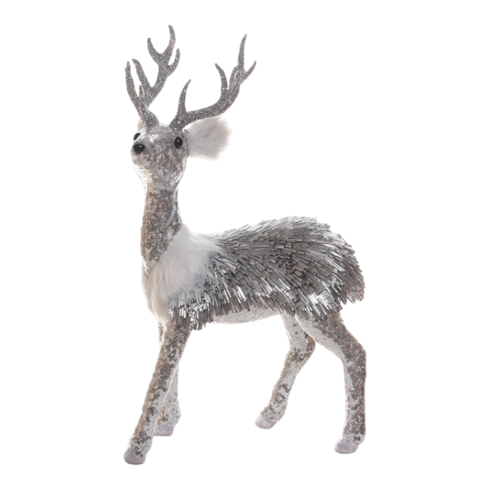 Figura Navideña Reno|Plateado-Blanco